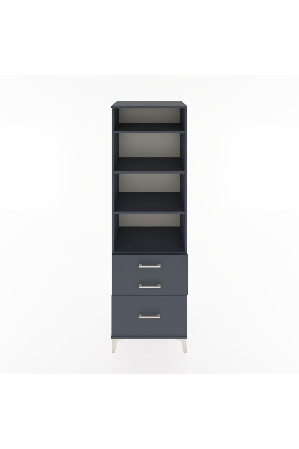 Hyperion Dolap 4 Raflı 3 Çekmeceli 60x44x195 Antrasit-Antrasit