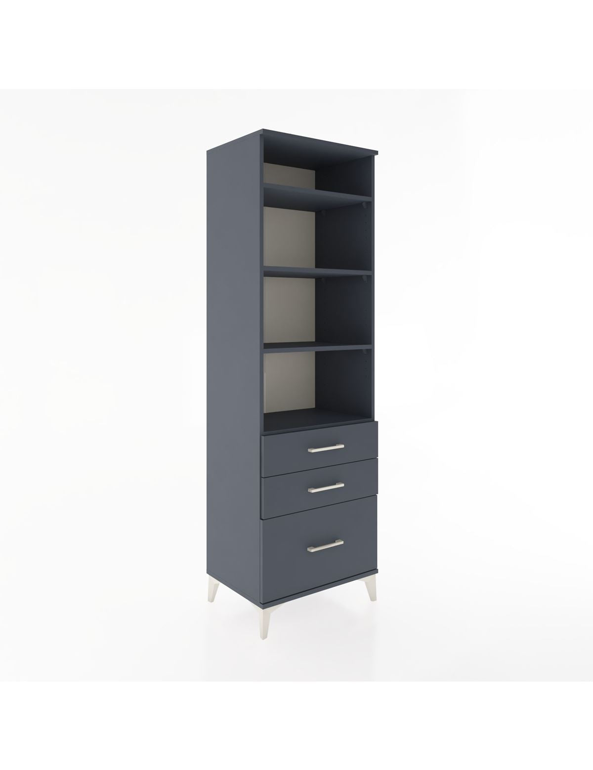 Hyperion Dolap 4 Raflı 3 Çekmeceli 60x44x195 Antrasit-Antrasit