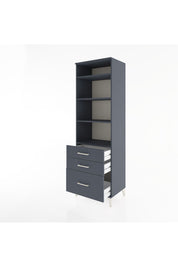 Hyperion Dolap 4 Raflı 3 Çekmeceli 60x44x195 Antrasit-Antrasit