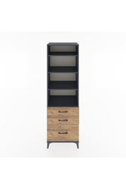 Hyperion Dolap 4 Raflı 3 Çekmeceli 60x44x195 Antrasit-Çam