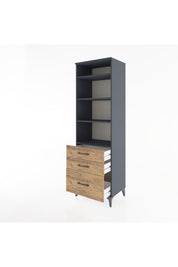 Hyperion Dolap 4 Raflı 3 Çekmeceli 60x44x195 Antrasit-Çam