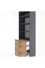 Hyperion Dolap 4 Raflı 3 Çekmeceli 60x44x195 Antrasit-Çam