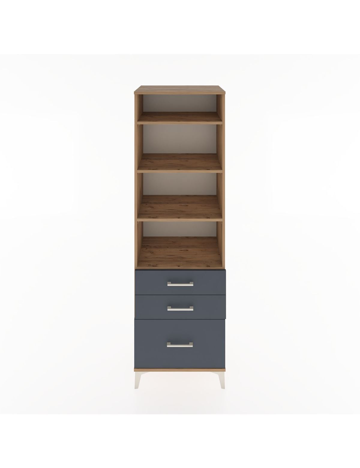 Hyperion Dolap 4 Raflı 3 Çekmeceli 60x44x195 Çam-Antrasit