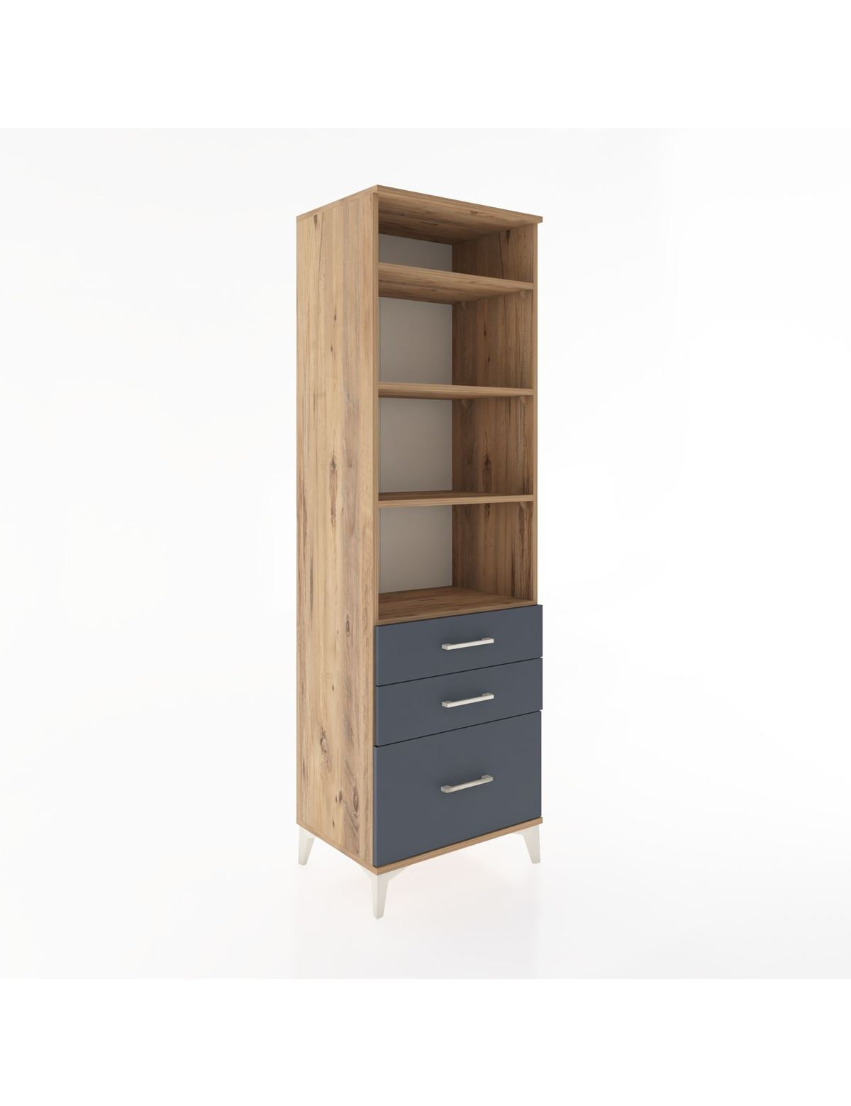 Hyperion Dolap 4 Raflı 3 Çekmeceli 60x44x195 Çam-Antrasit