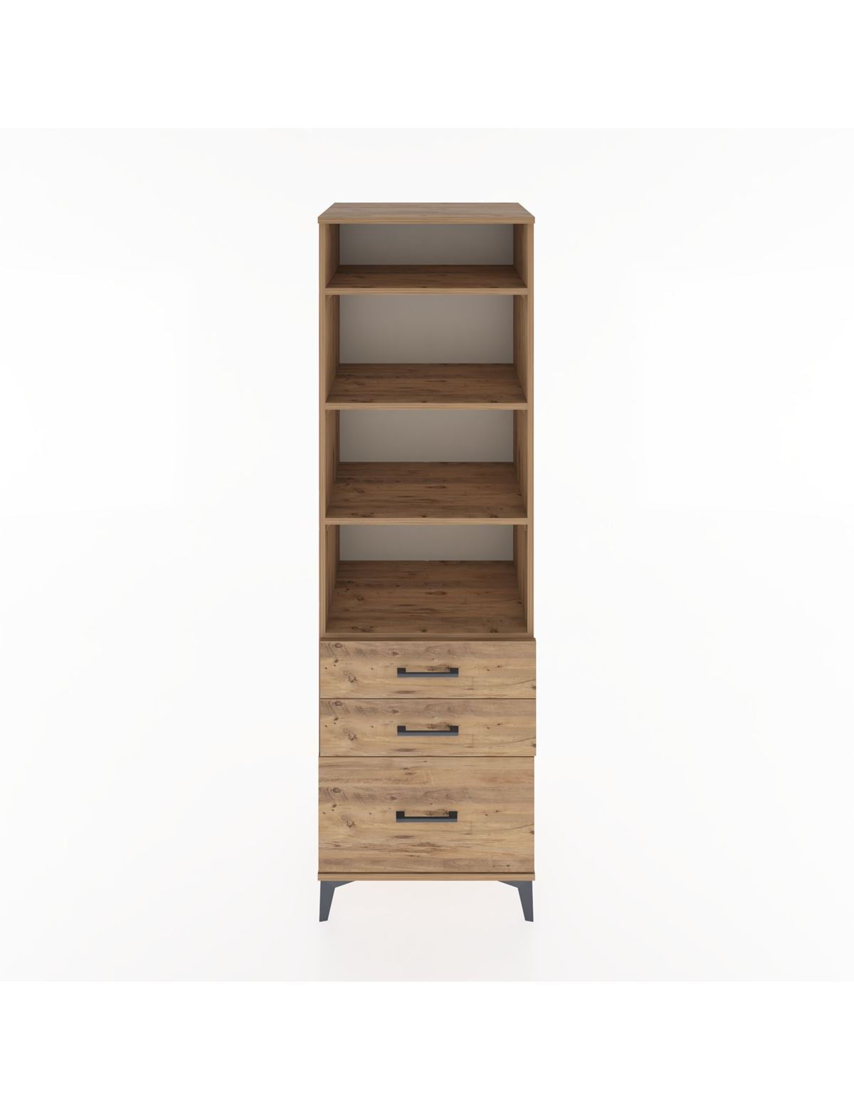 Hyperion Dolap 4 Raflı 3 Çekmeceli 60x44x195 Çam-Çam