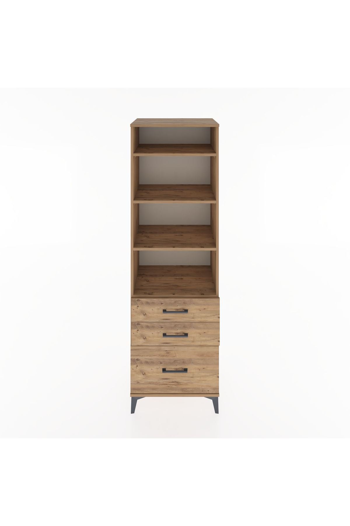 Hyperion Dolap 4 Raflı 3 Çekmeceli 60x44x195 Çam-Çam