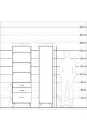Hyperion Dolap 4 Raflı 3 Çekmeceli 60x44x195 Çam-Antrasit
