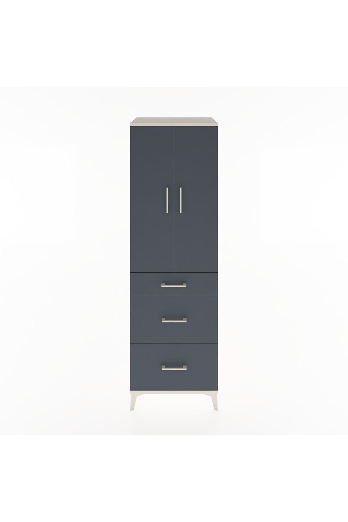Hyperion Dolap Tek Raflı 3 Çekmeceli Tek Askılı 60x44x195 Aytaşı-Antrasit