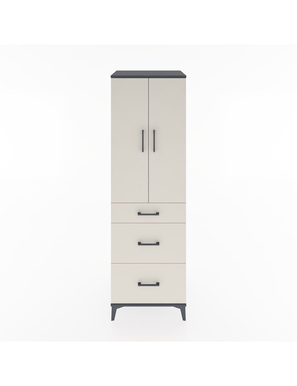 Hyperion Dolap Tek Raflı 3 Çekmeceli Tek Askılı 60x44x195 Antrasit-Aytaşı