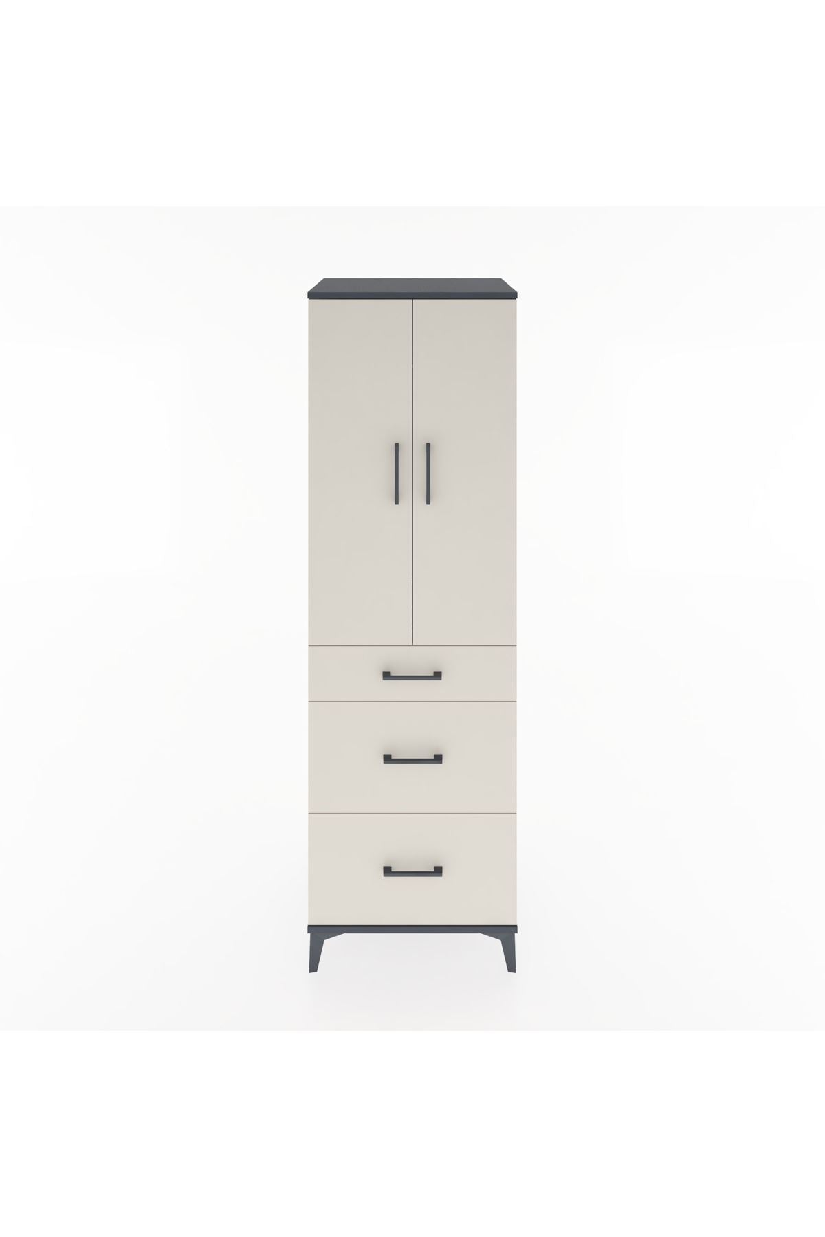 Hyperion Dolap Tek Raflı 3 Çekmeceli Tek Askılı 60x44x195 Antrasit-Aytaşı
