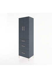 Hyperion Dolap Tek Raflı 3 Çekmeceli Tek Askılı 60x44x195 Antrasit-Antrasit