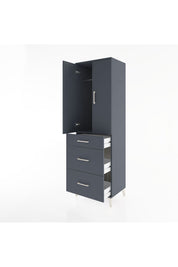 Hyperion Dolap Tek Raflı 3 Çekmeceli Tek Askılı 60x44x195 Antrasit-Antrasit