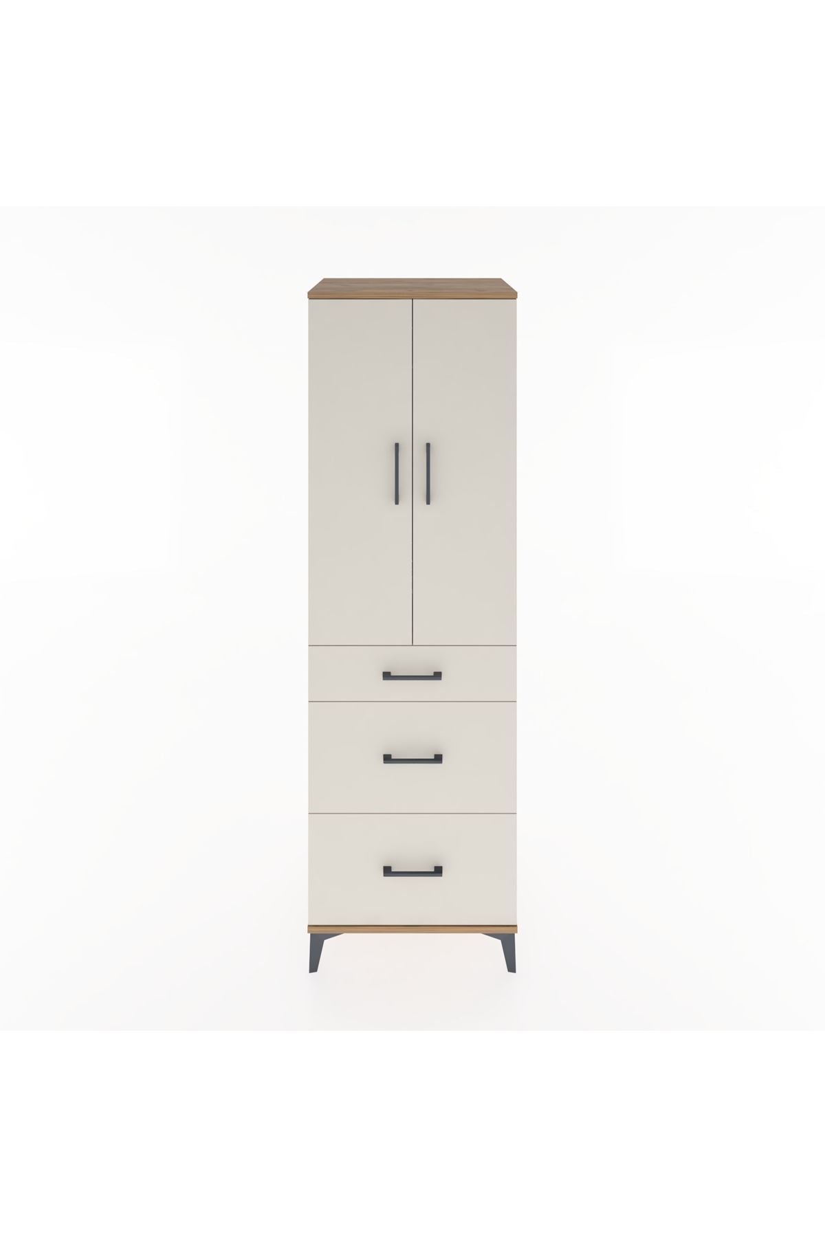 Hyperion Dolap Tek Raflı 3 Çekmeceli Tek Askılı 60x44x195 Çam-Aytaşı