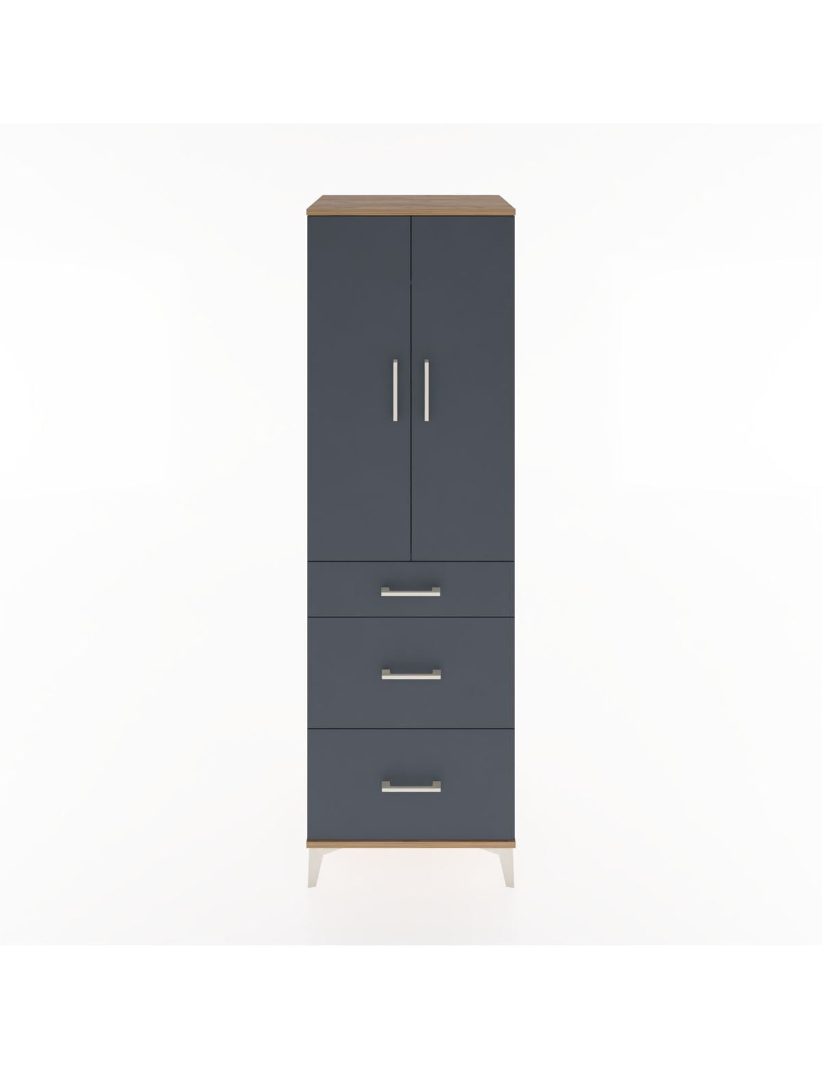 Hyperion Dolap Tek Raflı 3 Çekmeceli Tek Askılı 60x44x195 Çam-Antrasit