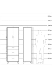 Hyperion Dolap Tek Raflı 3 Çekmeceli Tek Askılı 60x44x195 Çam-Aytaşı