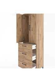 Hyperion Dolap Tek Raflı 3 Çekmeceli Tek Askılı 60x44x195 Çam-Çam