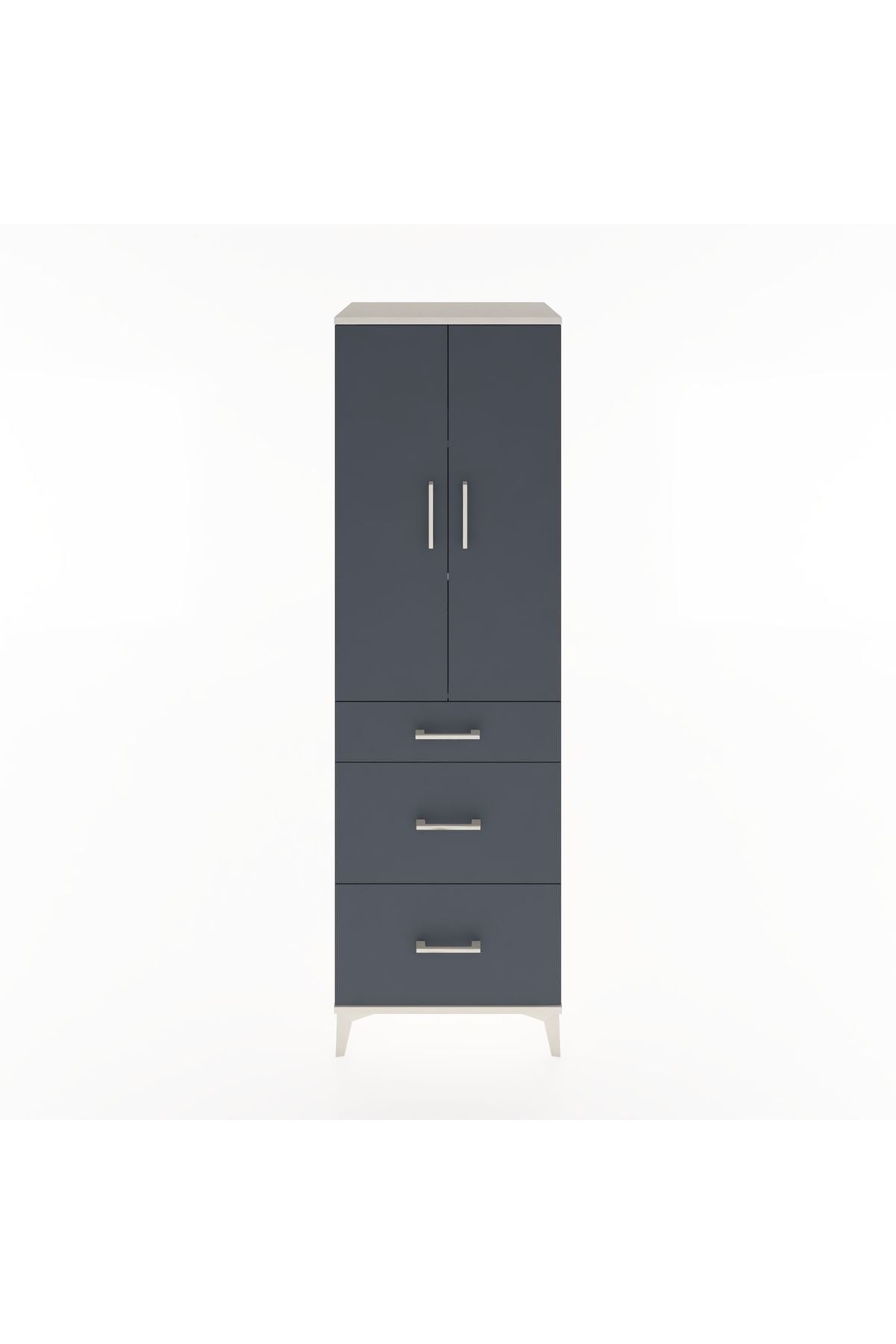 Hyperion Dolap 3 Raflı 3 Çekmeceli 2 Kapaklı 60x44x195 Aytaşı-Antrasit