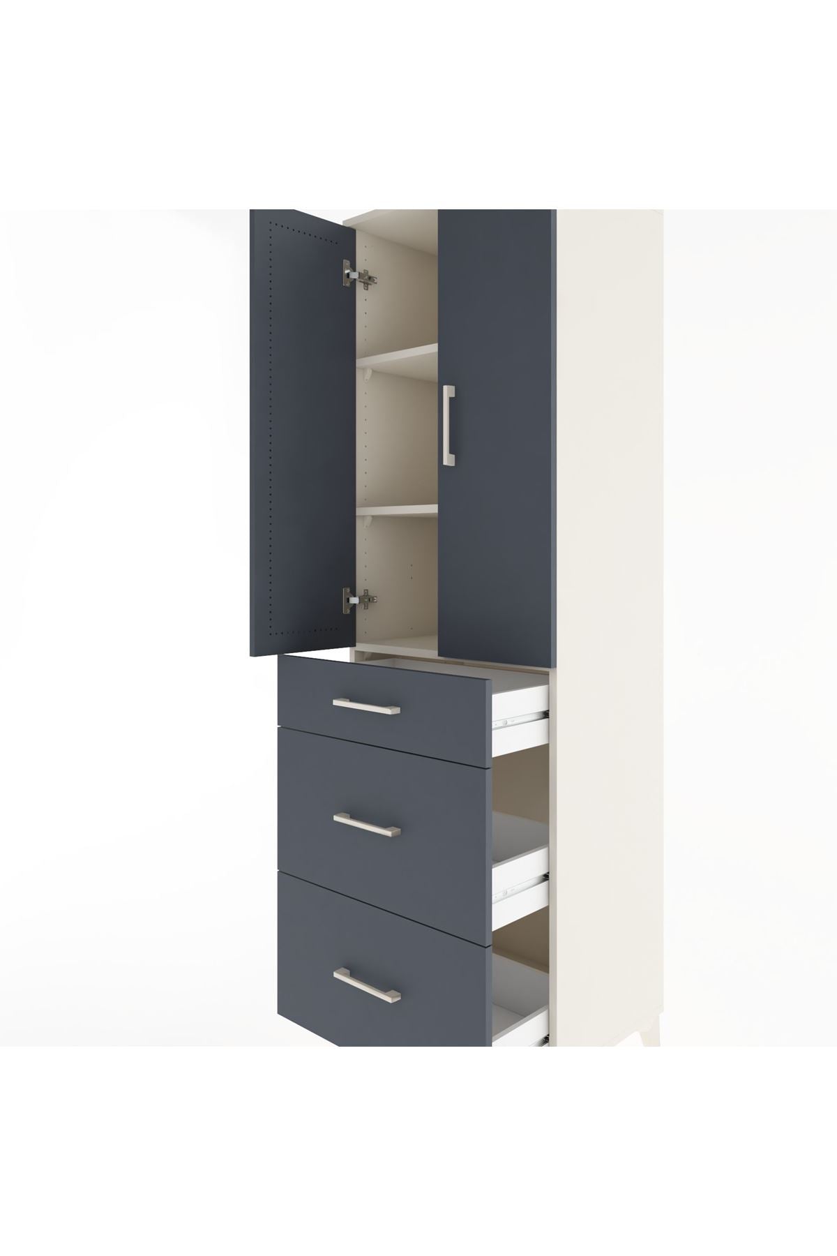 Hyperion Dolap 3 Raflı 3 Çekmeceli 2 Kapaklı 60x44x195 Aytaşı-Antrasit