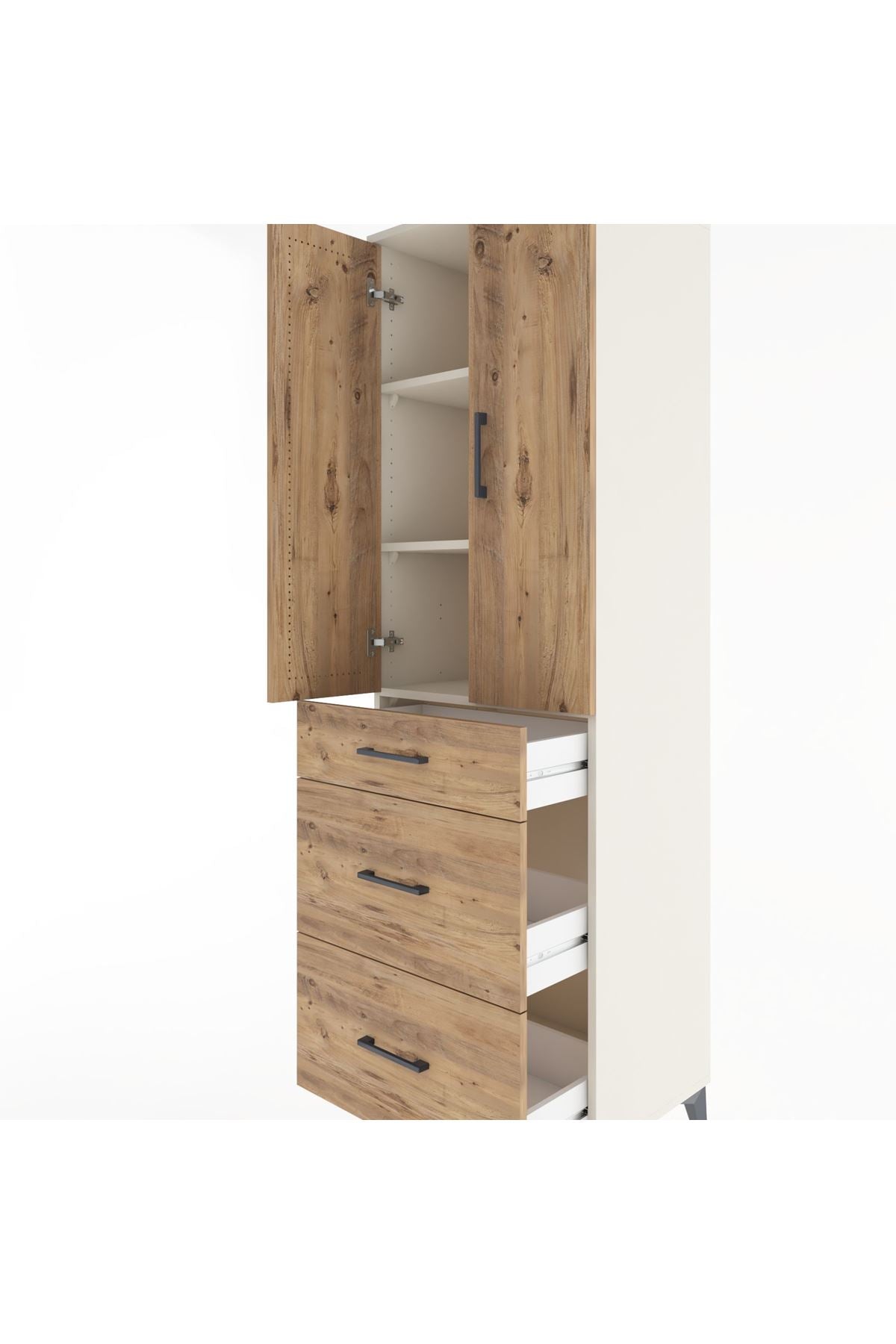 Hyperion Dolap 3 Raflı 3 Çekmeceli 2 Kapaklı 60x44x195 Aytaşı-Çam