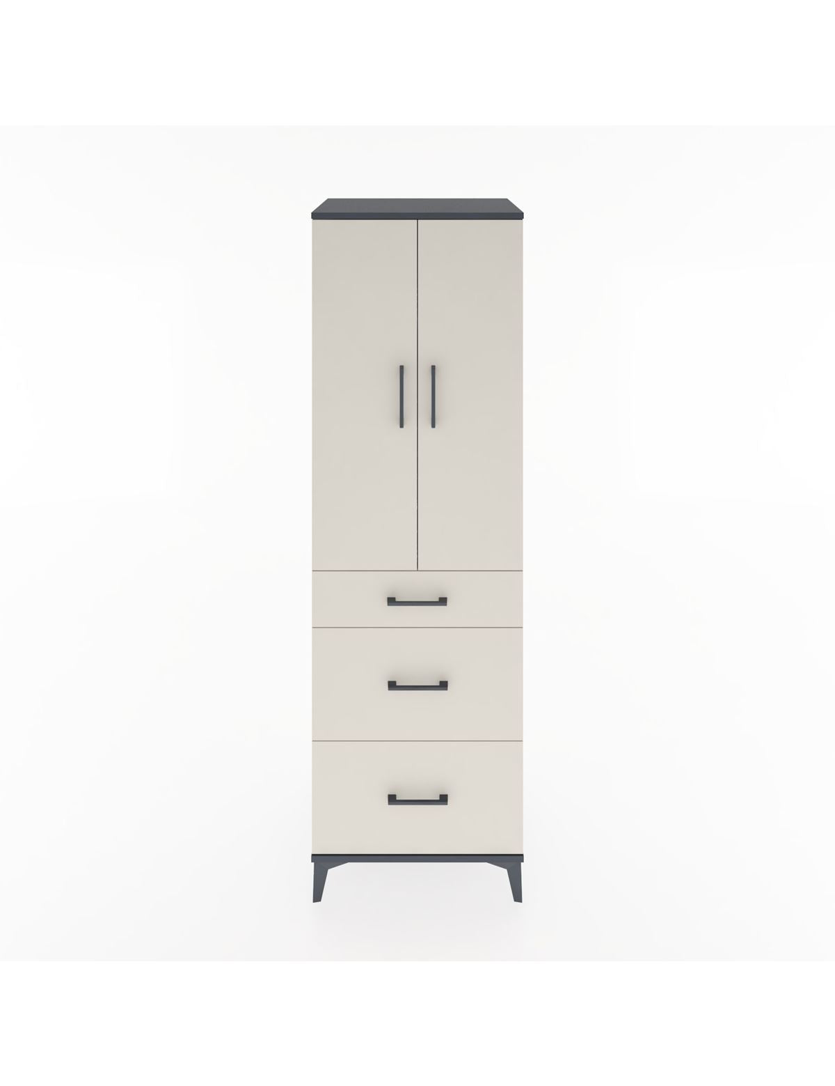 Hyperion Dolap 3 Raflı 3 Çekmeceli 2 Kapaklı 60x44x195 Antrasit-Aytaşı