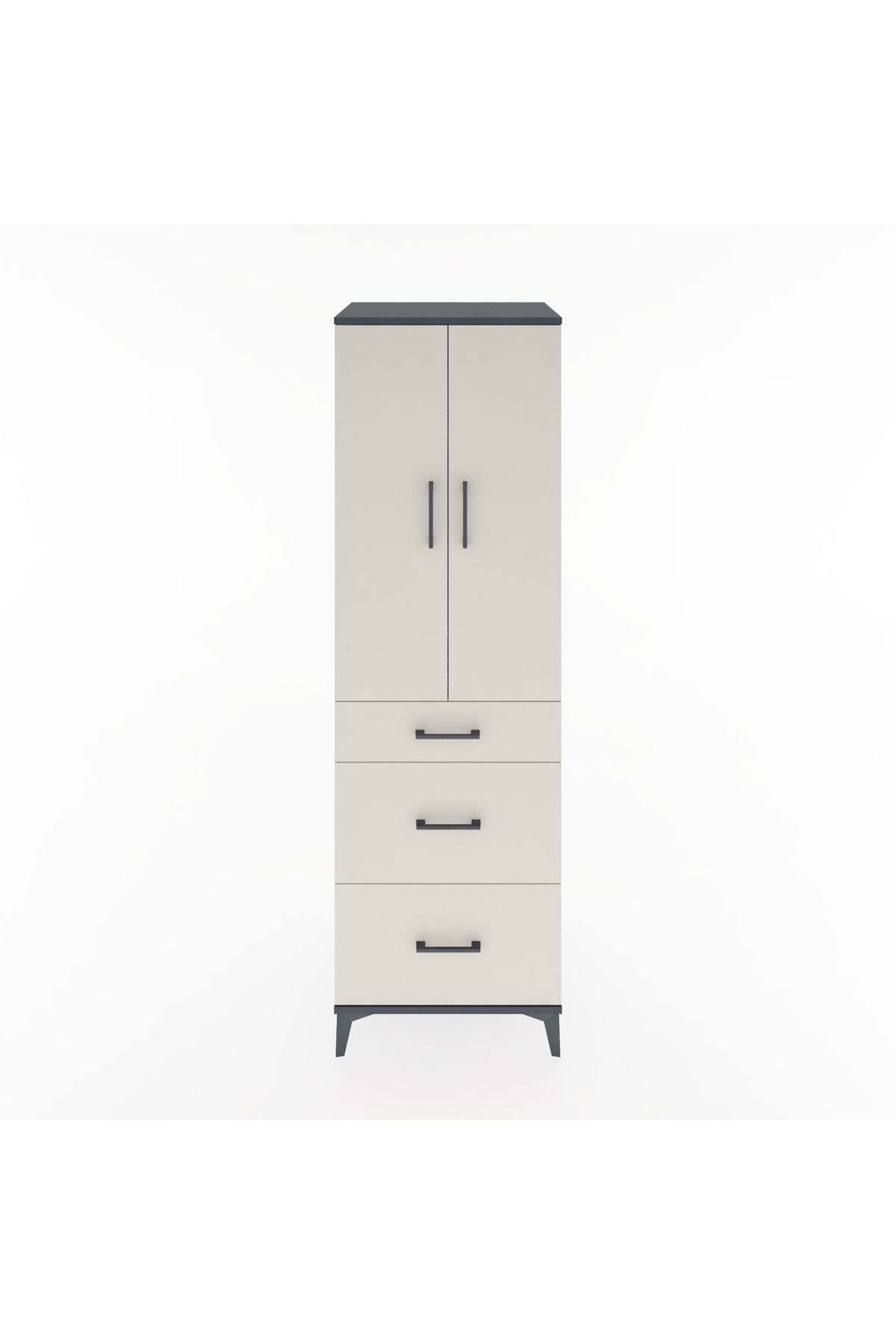 Hyperion Dolap 3 Raflı 3 Çekmeceli 2 Kapaklı 60x44x195 Antrasit-Aytaşı