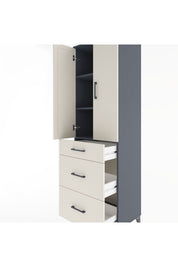 Hyperion Dolap 3 Raflı 3 Çekmeceli 2 Kapaklı 60x44x195 Antrasit-Aytaşı