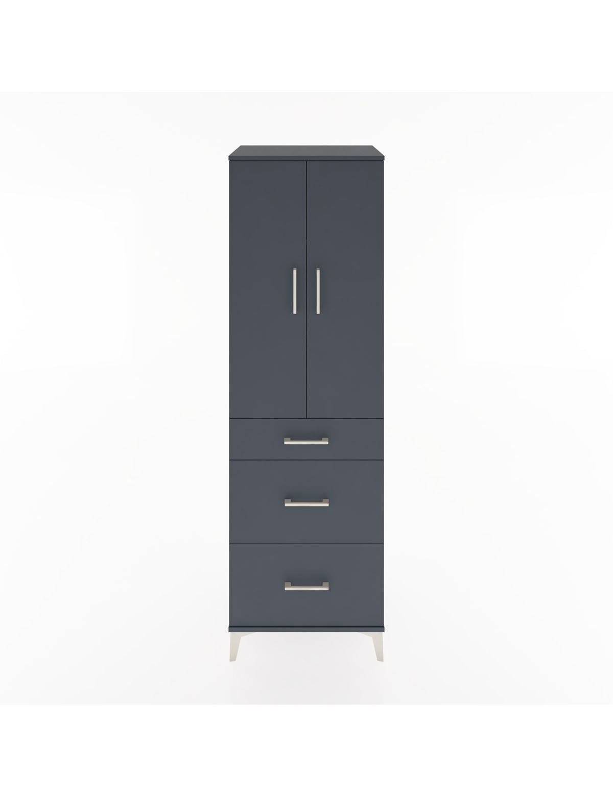 Hyperion Dolap 3 Raflı 3 Çekmeceli 2 Kapaklı 60x44x195 Antrasit-Antrasit