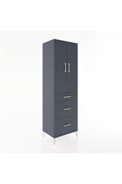 Hyperion Dolap 3 Raflı 3 Çekmeceli 2 Kapaklı 60x44x195 Antrasit-Antrasit