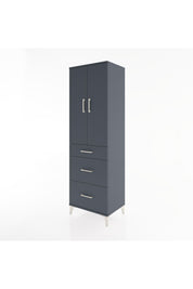 Hyperion Dolap 3 Raflı 3 Çekmeceli 2 Kapaklı 60x44x195 Antrasit-Antrasit