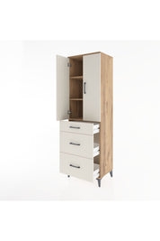 Hyperion Dolap 3 Raflı 3 Çekmeceli 2 Kapaklı 60x44x195 Çam-Aytaşı