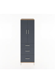 Hyperion Dolap 3 Raflı 3 Çekmeceli 2 Kapaklı 60x44x195 Çam-Antrasit