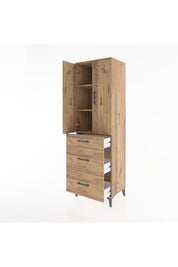 Hyperion Dolap 3 Raflı 3 Çekmeceli 2 Kapaklı 60x44x195 Çam-Çam