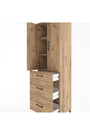 Hyperion Dolap 3 Raflı 3 Çekmeceli 2 Kapaklı 60x44x195 Çam-Çam