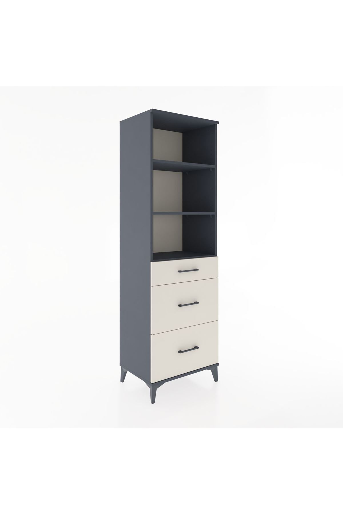 Hyperion Dolap 3 Raflı 3 Çekmeceli 60x44x195 Antrasit-Aytaşı