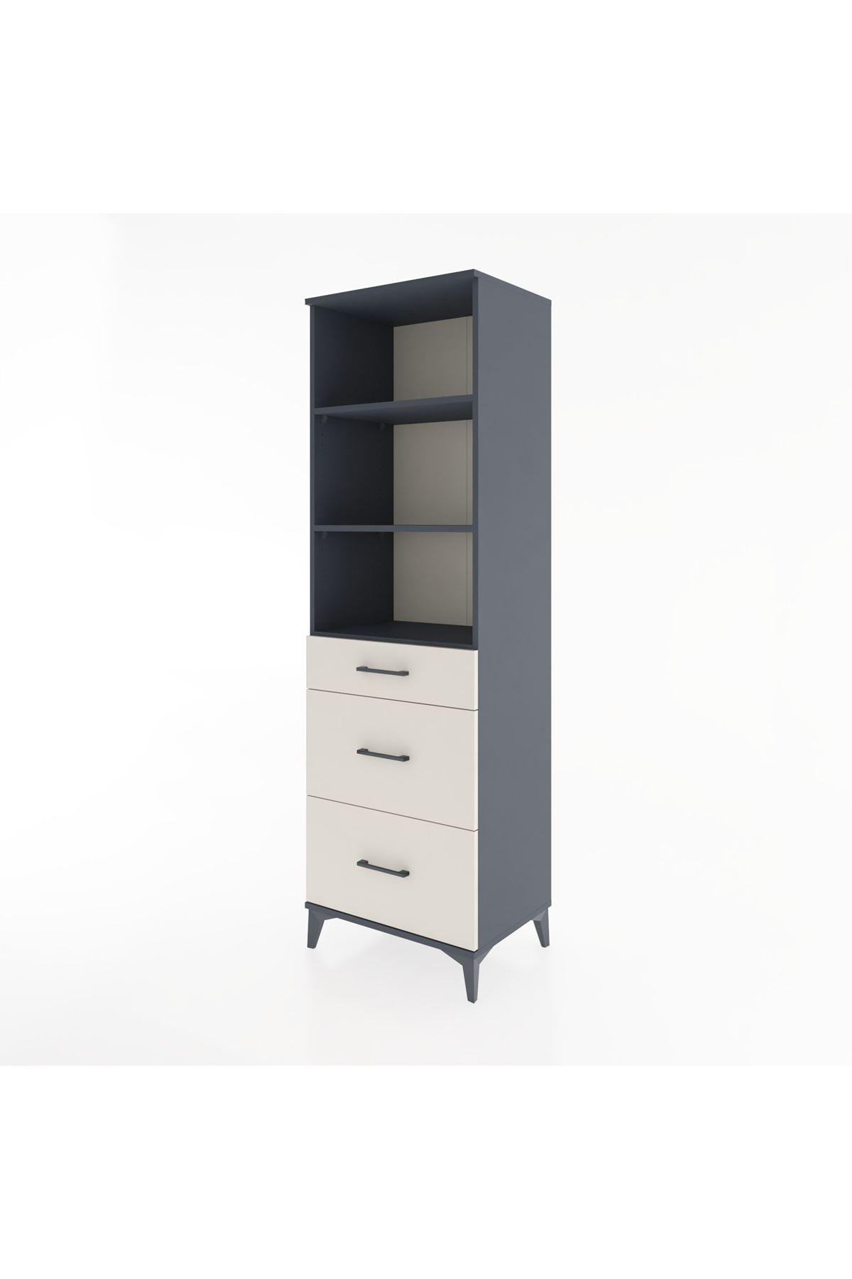 Hyperion Dolap 3 Raflı 3 Çekmeceli 60x44x195 Antrasit-Aytaşı