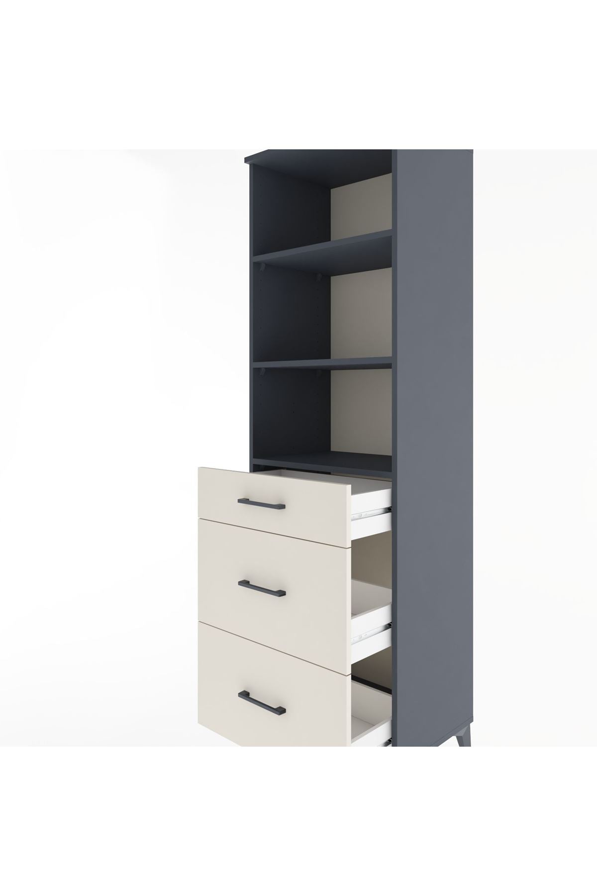 Hyperion Dolap 3 Raflı 3 Çekmeceli 60x44x195 Antrasit-Aytaşı