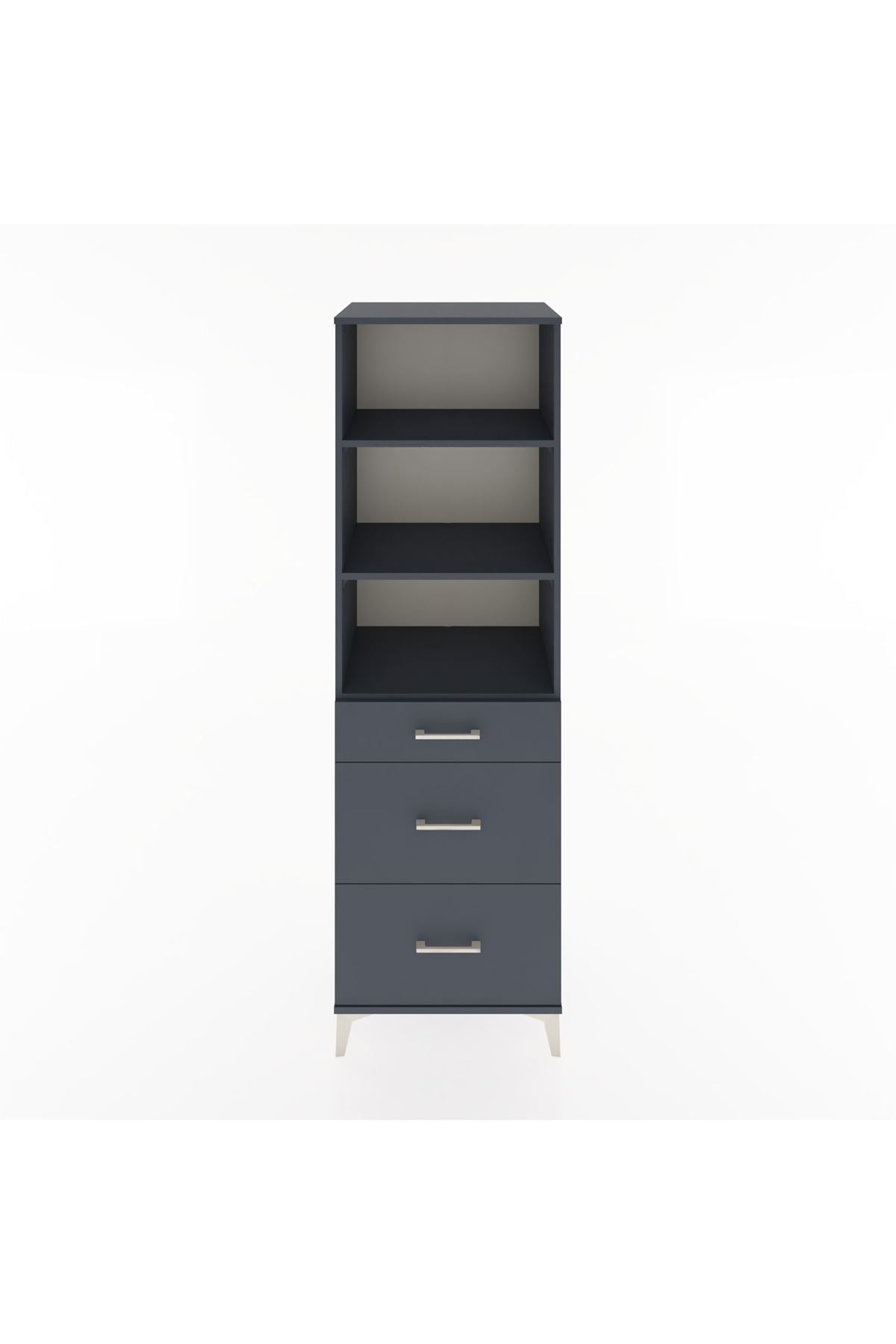 Hyperion Dolap 3 Raflı 3 Çekmeceli 60x44x195 Antrasit-Antrasit