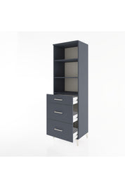 Hyperion Dolap 3 Raflı 3 Çekmeceli 60x44x195 Antrasit-Antrasit