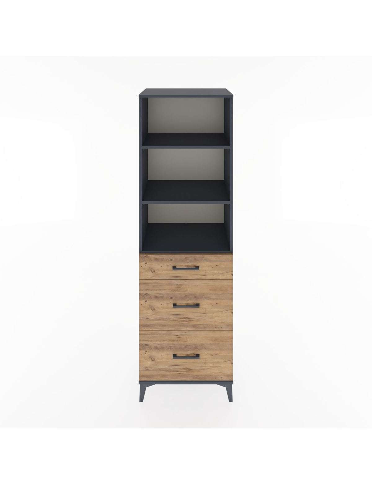 Hyperion Dolap 3 Raflı 3 Çekmeceli 60x44x195 Antrasit-Çam