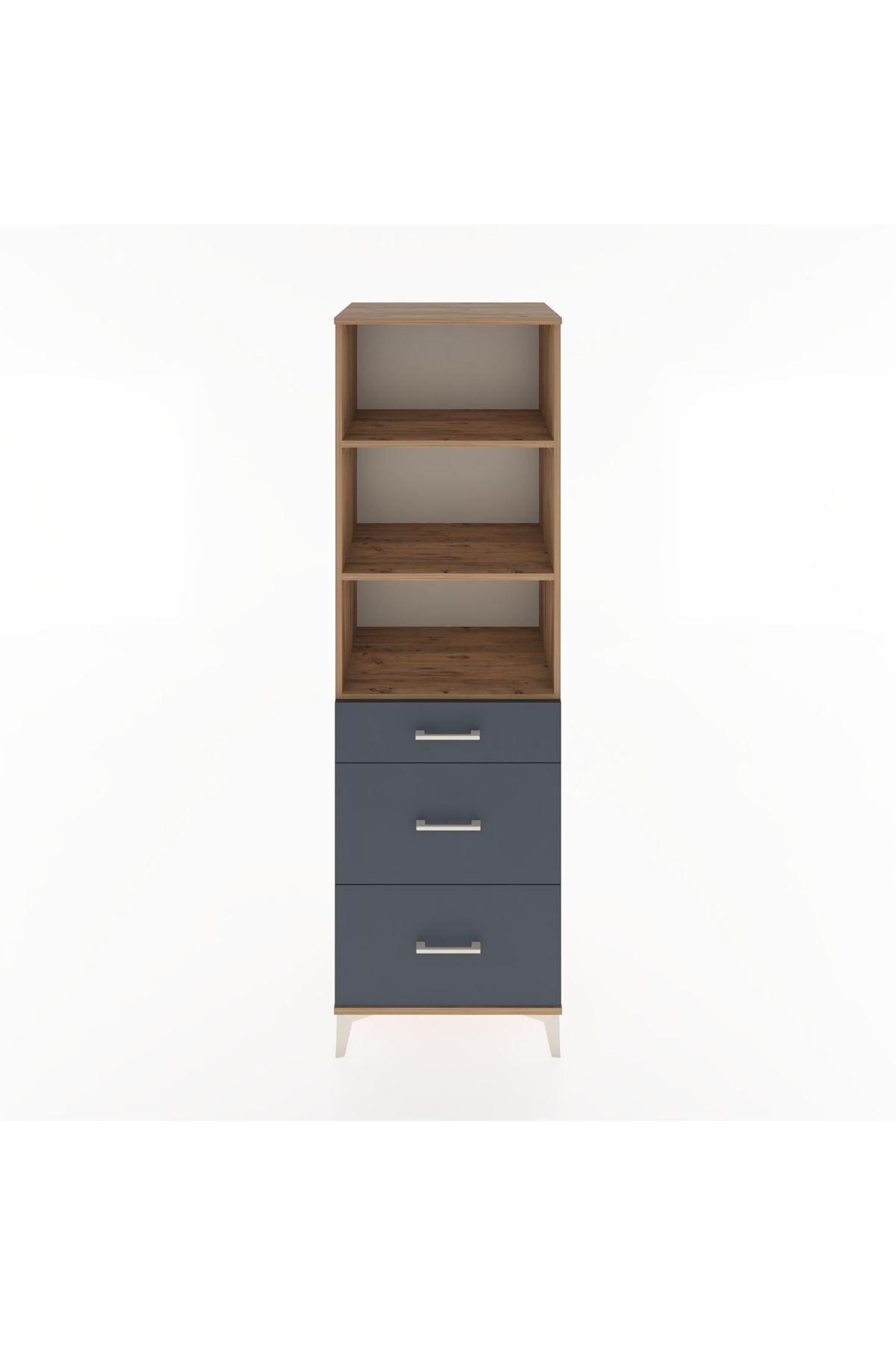 Hyperion Dolap 3 Raflı 3 Çekmeceli 60x44x195 Çam-Antrasit