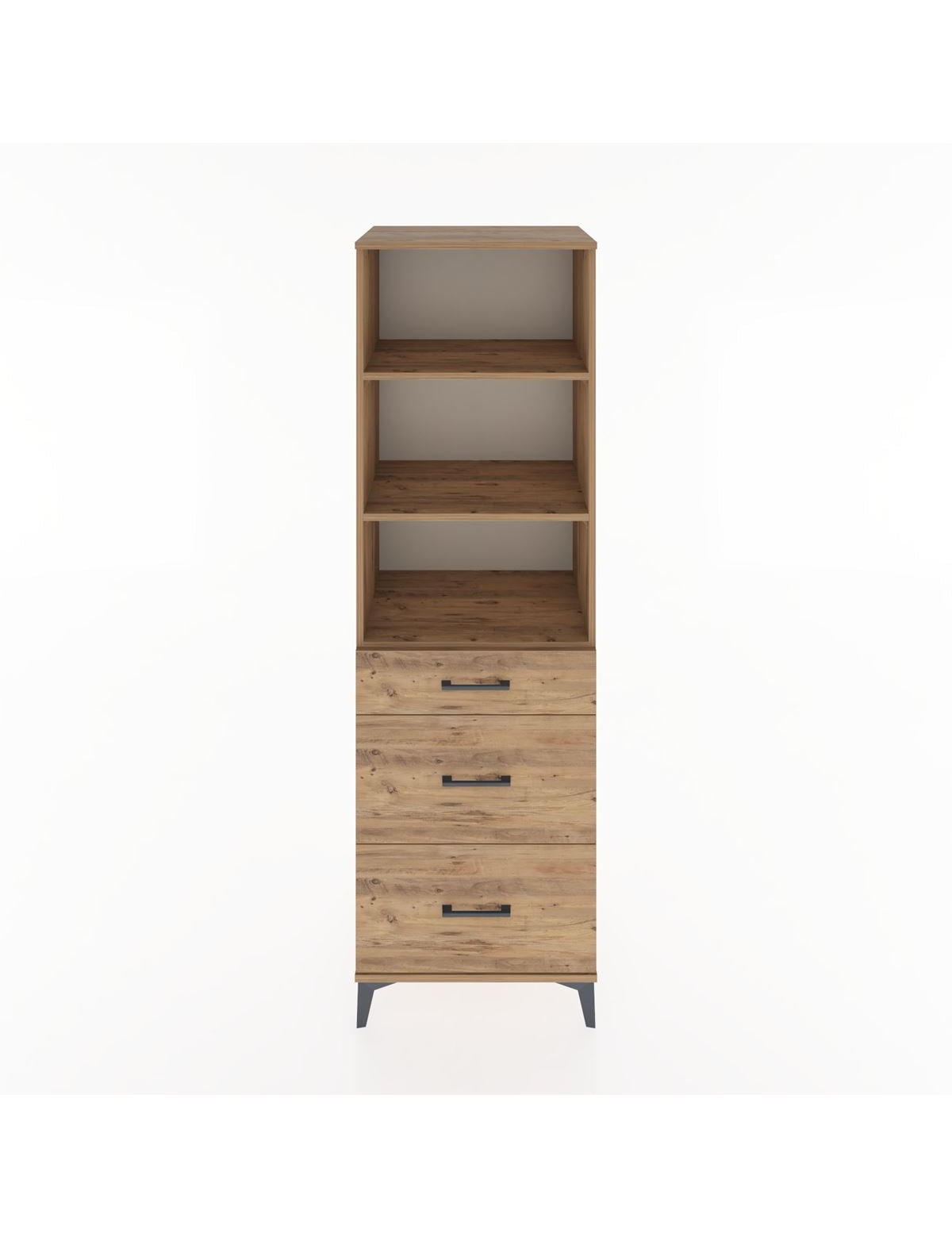 Hyperion Dolap 3 Raflı 3 Çekmeceli 60x44x195 Çam-Çam