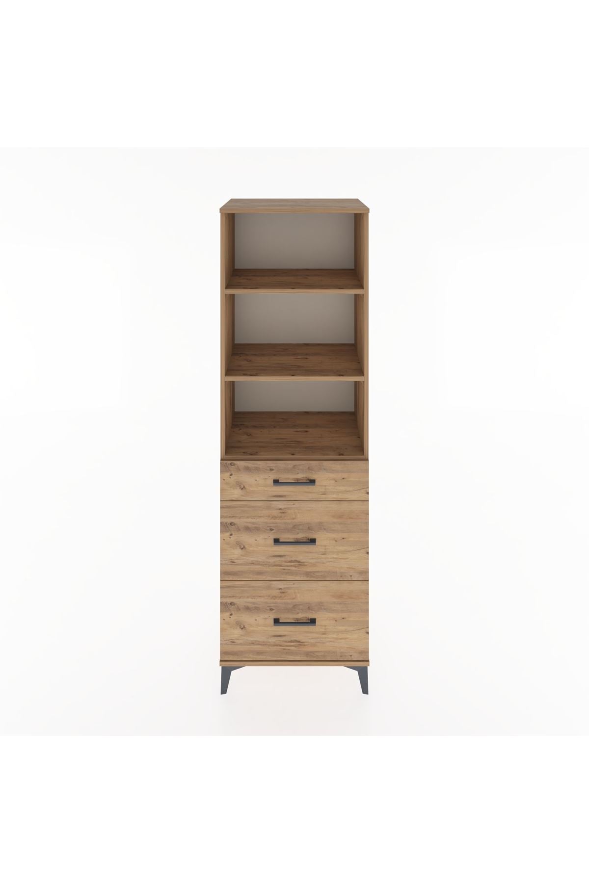 Hyperion Dolap 3 Raflı 3 Çekmeceli 60x44x195 Çam-Çam