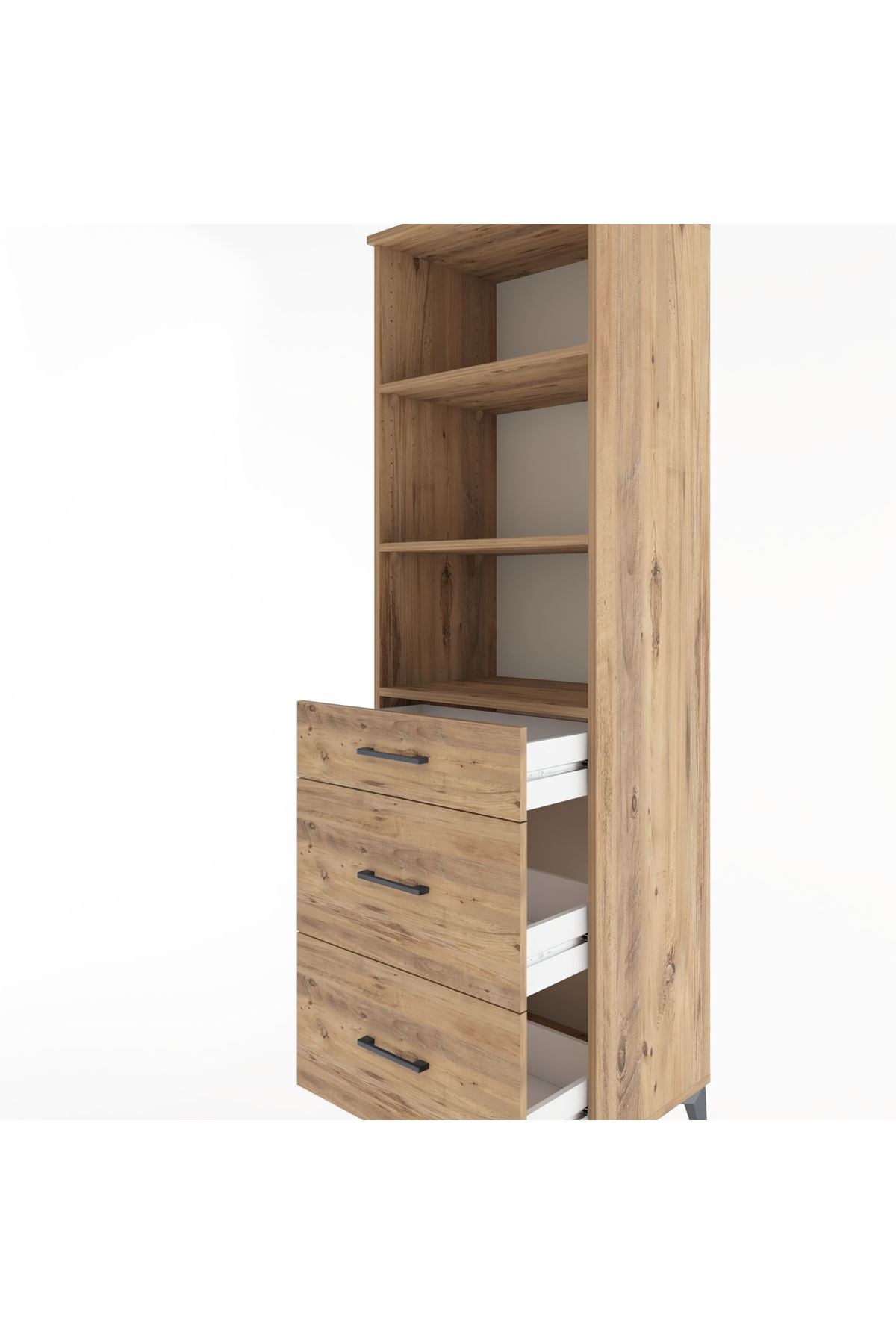 Hyperion Dolap 3 Raflı 3 Çekmeceli 60x44x195 Çam-Çam