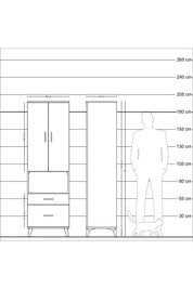 Hyperion Dolap 2 Raflı 2 Çekmeceli Tek Askılı 60x44x195 Aytaşı-Aytaşı
