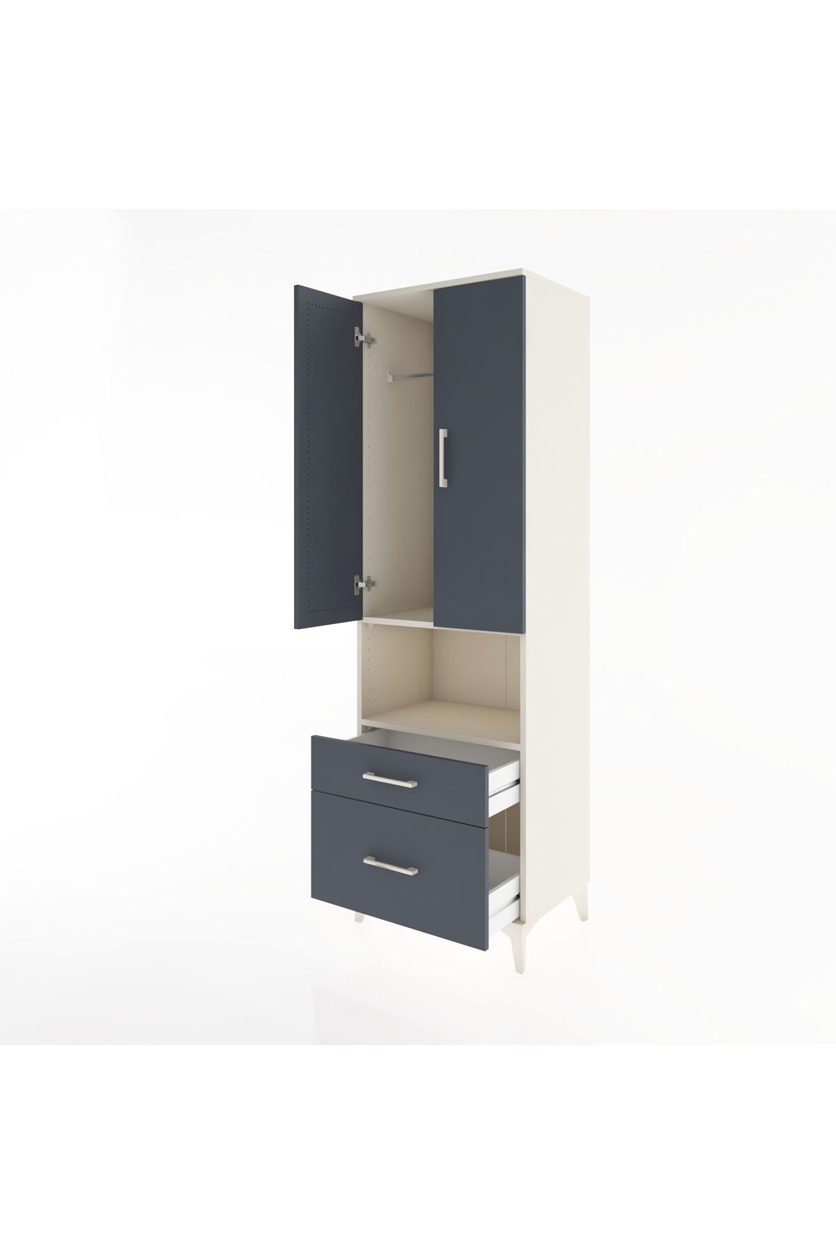 Hyperion Dolap 2 Raflı 2 Çekmeceli Tek Askılı 60x44x195 Aytaşı-Antrasit