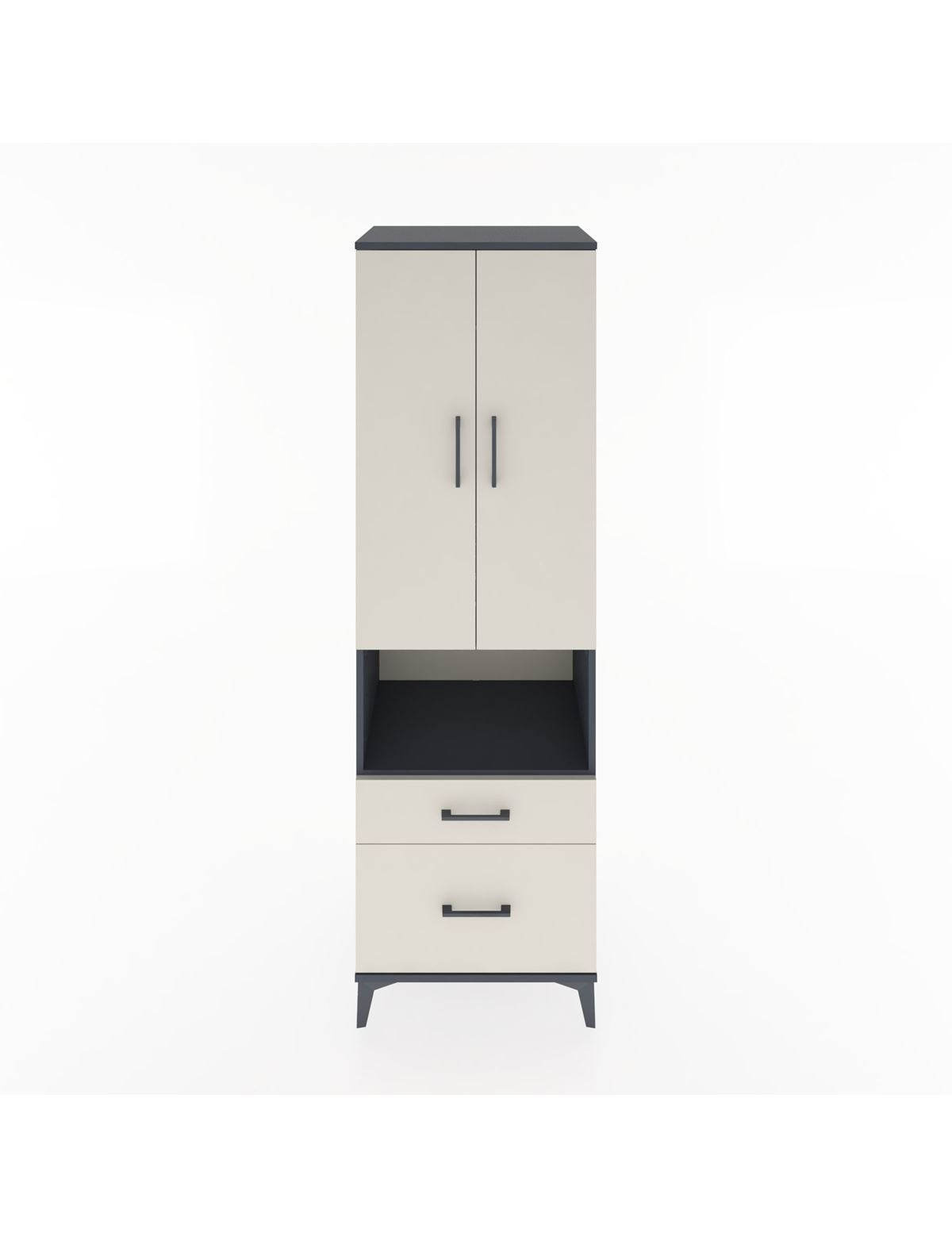 Hyperion Dolap 2 Raflı 2 Çekmeceli Tek Askılı 60x44x195 Antrasit-Aytaşı