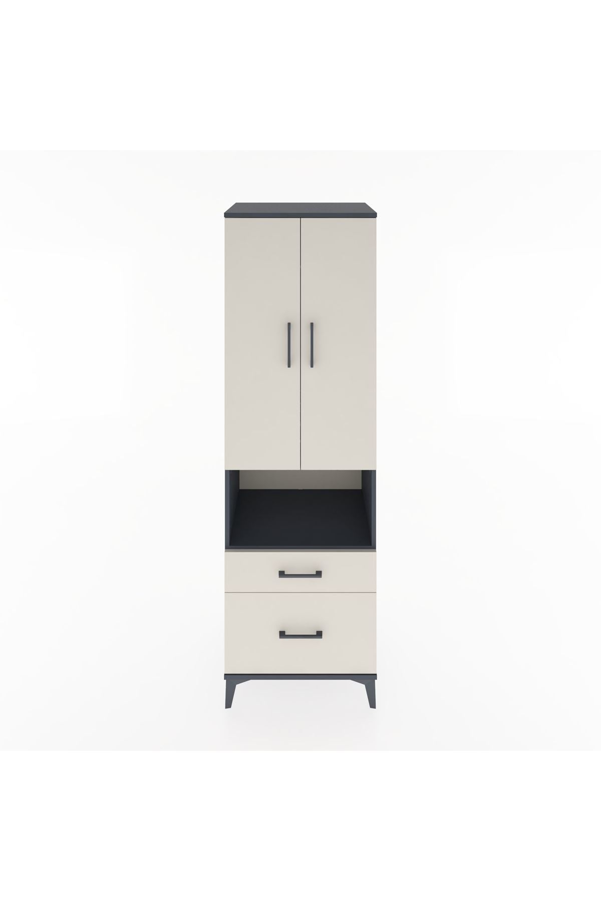 Hyperion Dolap 2 Raflı 2 Çekmeceli Tek Askılı 60x44x195 Antrasit-Aytaşı