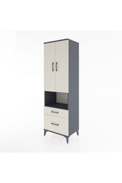 Hyperion Dolap 2 Raflı 2 Çekmeceli Tek Askılı 60x44x195 Antrasit-Aytaşı