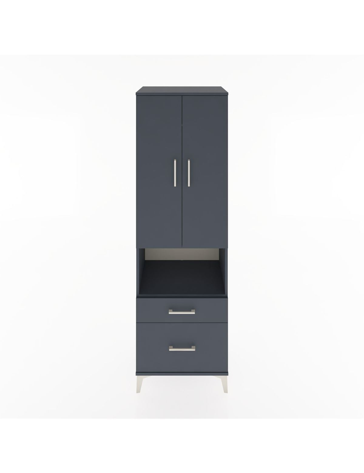 Hyperion Dolap 2 Raflı 2 Çekmeceli Tek Askılı 60x44x195 Antrasit-Antrasit