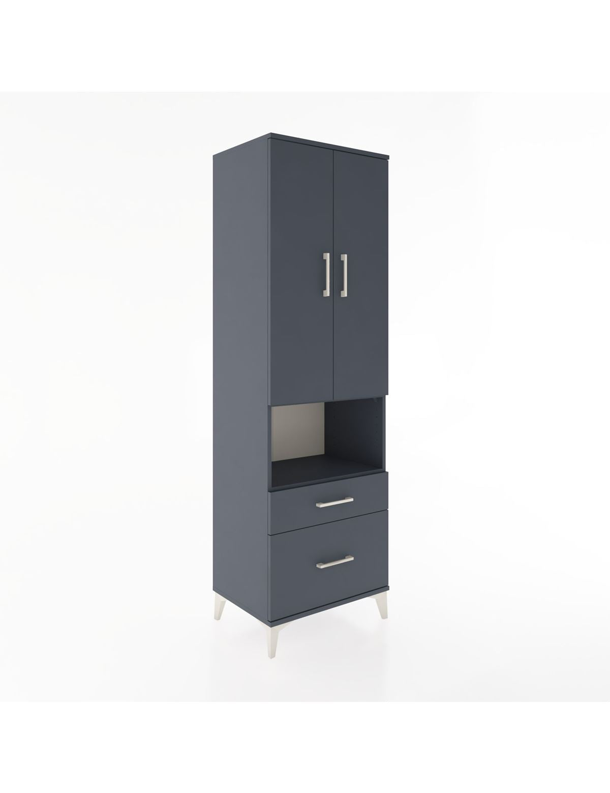 Hyperion Dolap 2 Raflı 2 Çekmeceli Tek Askılı 60x44x195 Antrasit-Antrasit